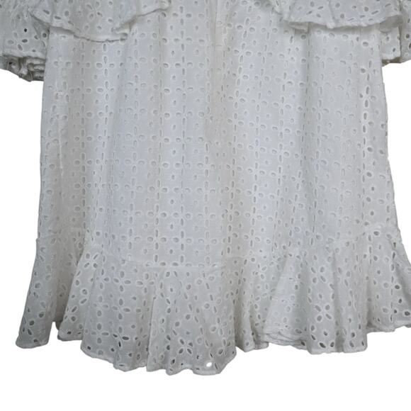Indikah by Angel Biba Womens M White Eyelet Ruffle Mini Dress NEW - Picture 6 of 13